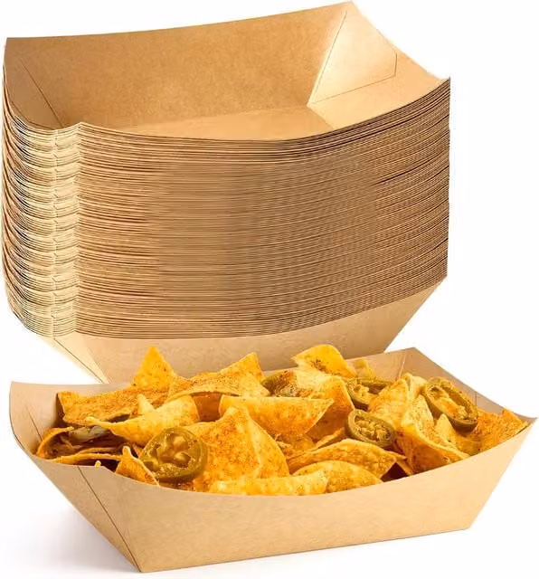 ECONX Brown Kraft Paper Disposable Food Trays and Serving Plates, Pack of 600