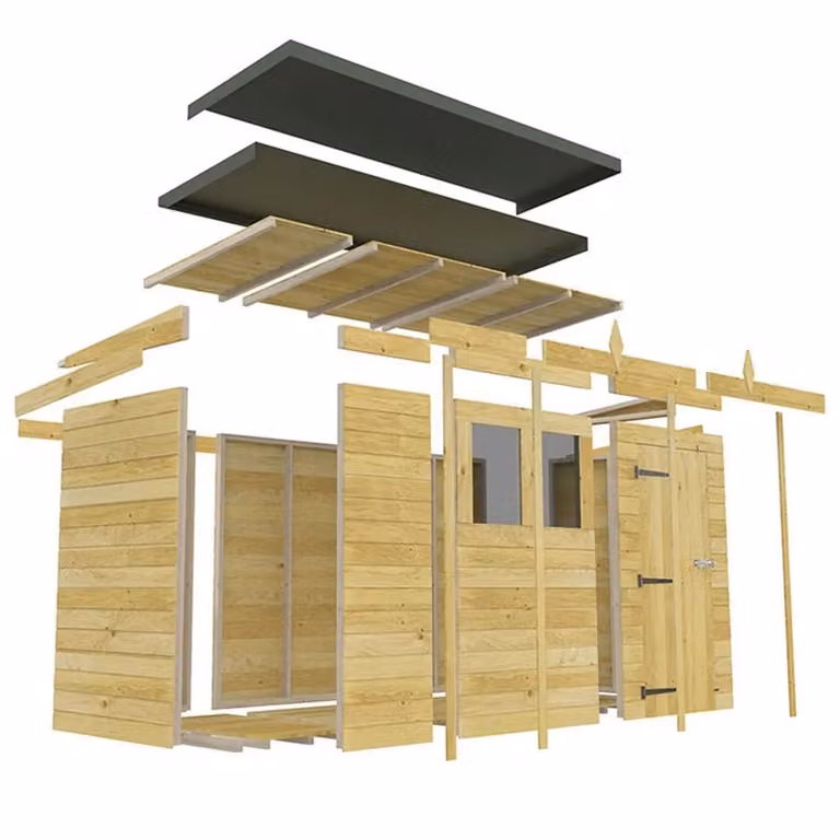 Buttercup Farm Brown Pent Shed with Single Door and No Window, L231 x W589 x H201 cm