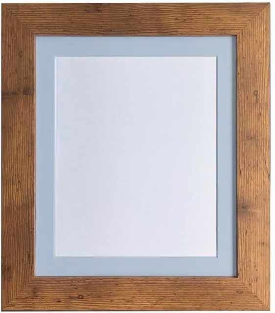 Frames & Mirrors 4U Metro Vintage Walnut Wood Frame with Blue Mount for A3 Images