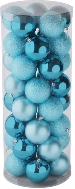 KDMD 48 Ice Blue Christmas Baubles in Matt, Shiny and Glitter Finish, Diameter: 8 cm