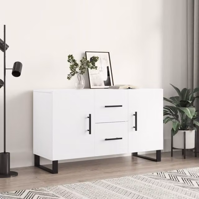 Berkfield Home Modern White Sideboard in Matt Engineered Wood W/D/H: 100 x 36 x 60 cm
