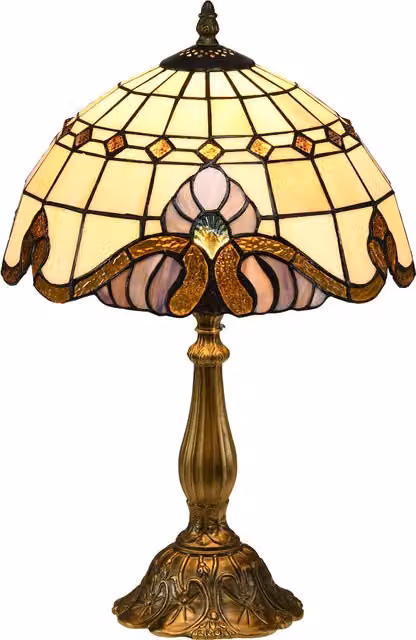 HOMCOM Antique Stained Glass Table Lamp in Multicolour