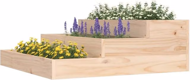 Berkfield Home Beige Wood Window Box Planter, W: 78 cm, D: 78 cm, H: 27 cm
