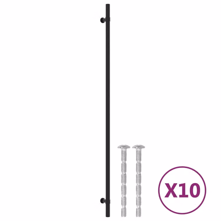 Berkfield Home Matt Black Stainless Steel Bar Cabinet Handles, 10 Pack, Length: 48 cm