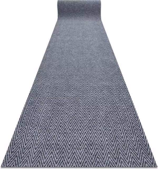 RugsX Grey Herringbone Non-Slip Polypropylene Runner, W/D/H: 100 x 410 x 0.7 cm