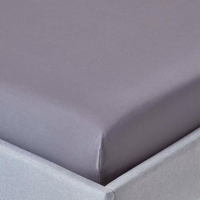 Homescapes 200 Thread Count Egyptian Cotton Percale Fitted Sheet, Grey, W: 180 cm x L: 200 cm