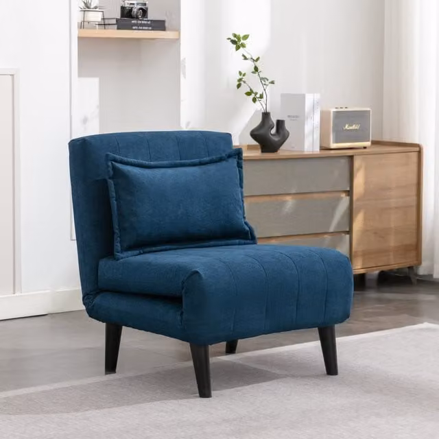 More4Homes Harper Blue Fabric Folding Click Clack Lounge Futon Sofa Bed