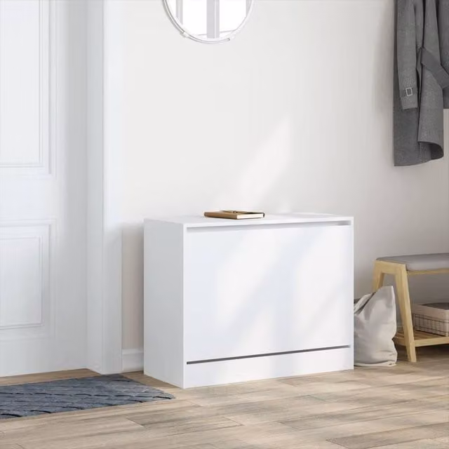 Berkfield Home White Modern Shoe Cabinet with Tilting Compartments and Push to Open Doors, W/D/H: 80 x 34 x 63 cm