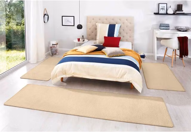 Hanse Home 3-in-1 Plain Polypropylene Rug Set in Beige and Multicolour