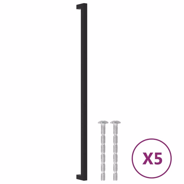 Berkfield Home Matt Black Stainless Steel Bar Cabinet Handles, 5 Pack, Length: 48 cm
