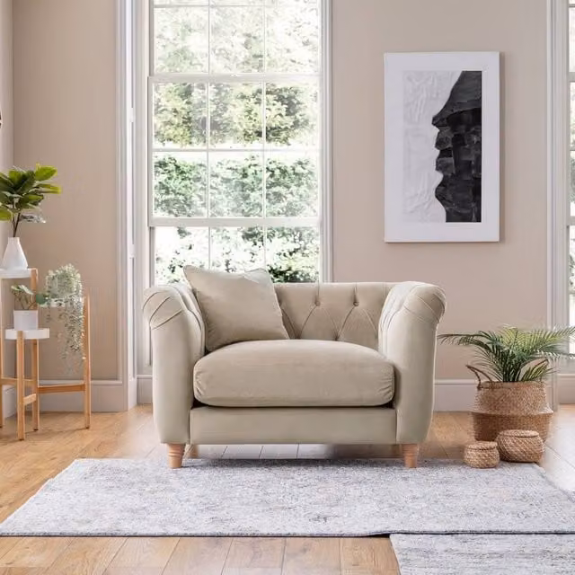 The Great Sofa Company Kensington Chesterfield Armchair in Beige Velvet