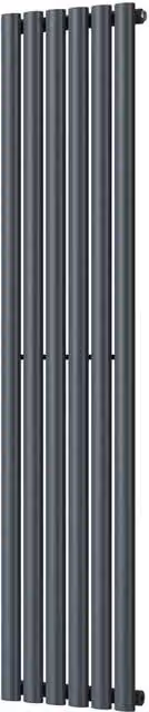 UK Radiators Omeara Anthracite Elliptical Tube Vertical Designer Radiator, H: 160 cm, W: 34.8 cm