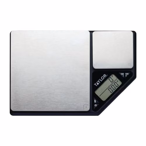 Taylor Dual Platform Digital Kitchen Scale in Black and Silver with Stainless Steel Finish and 5kg Capacity