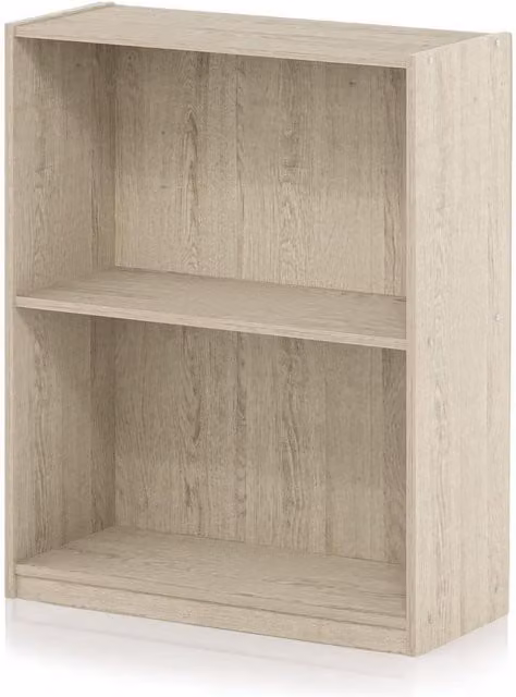WALPLUS Compact 2-Shelf Pine Bookcase in Metropolitan Pine Brown