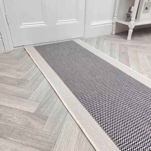 runrug Vichy Reversible Indoor/Outdoor Carpet Runner, Black, W: 70 cm, L: 180 cm
