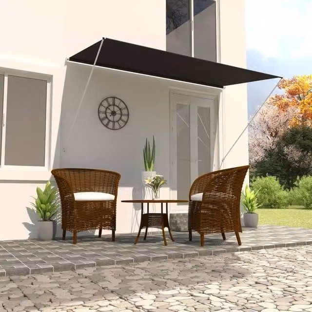 Berkfield Home Retractable Awning in Anthracite Black, W: 350 cm, D: 150 cm