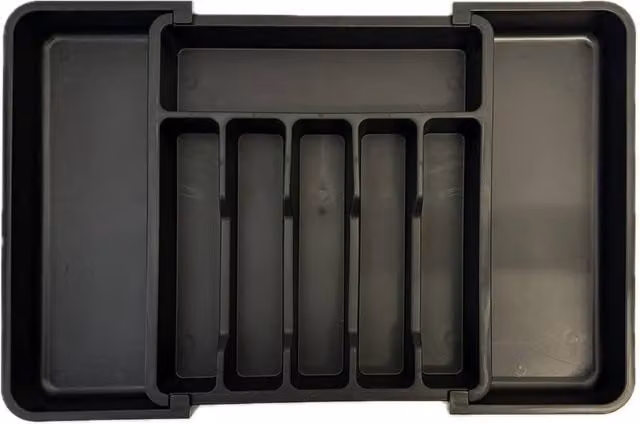 Almineez Expandable 8-Piece Cutlery Drawer Organiser Tray in Black