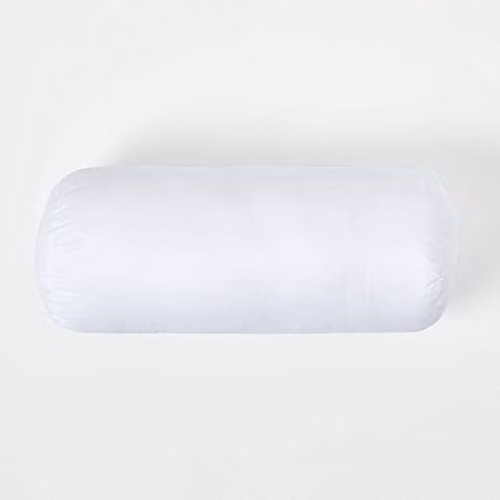 Homescapes White Microfibre Bolster Cushion Pad Insert, W/D/H: 30 x 18 x 1 cm