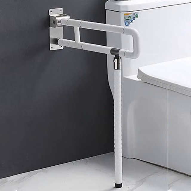 EONLION 2 Pack Foldable White Safety Grab Bar with Non-Slip Grip and Stainless Steel Construction