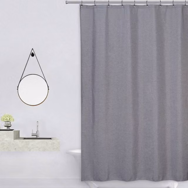 London Boutique Waterproof Polyester Shower Curtain in Dark Grey, W: 182.88 cm, H: 213.36 cm
