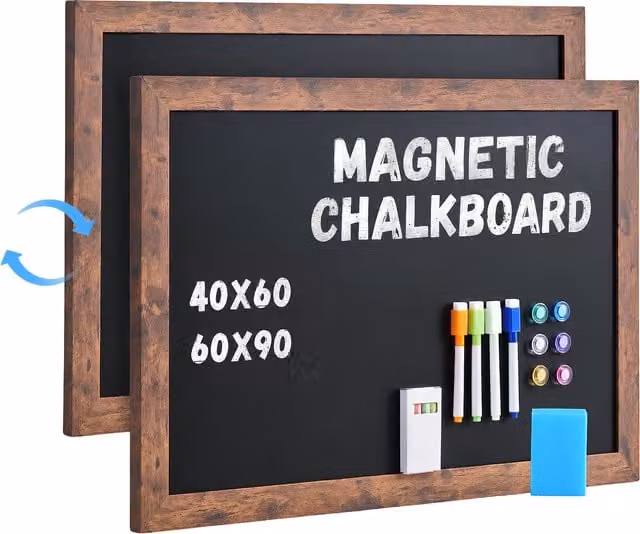 DoorBoard Double Sided Magnetic Chalkboard with Wooden Frame in Black