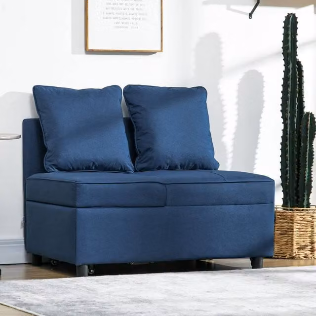 Wyld Haus Sumima 3 in 1 Blue Convertible Single Sofa Bed with 5 Adjustable Positions