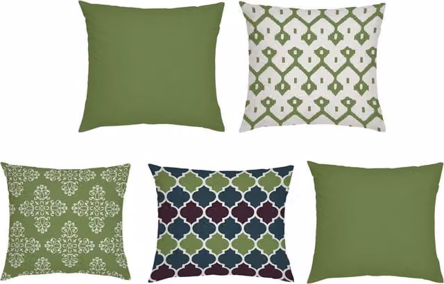 Gardenista Moroccan Print Floral Outdoor Garden Scatter Cushion Cover in Green and Multicolour
