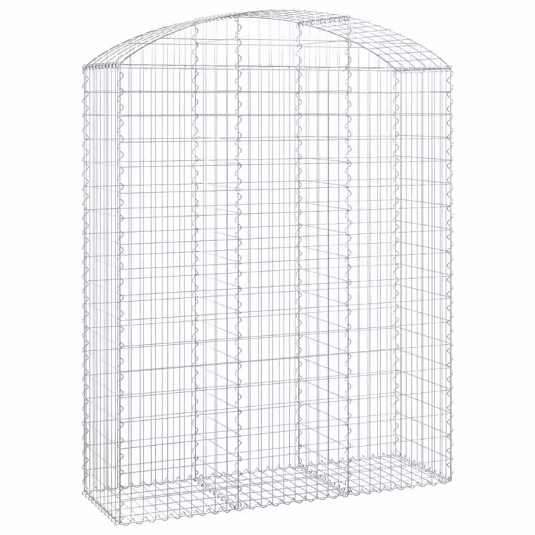 Berkfield Home Arched Gabion Basket in Silver Galvanised Steel, W: 150 cm, D: 50 cm, H: 180-200 cm