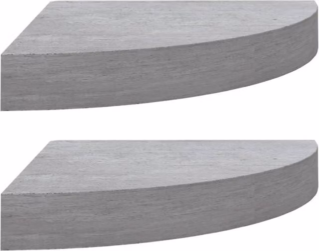 Berkfield Home Wall Mounted Corner Shelves, 2 Pack, Concrete Grey MDF, W/D/H: 35 x 35 x 3.8 cm