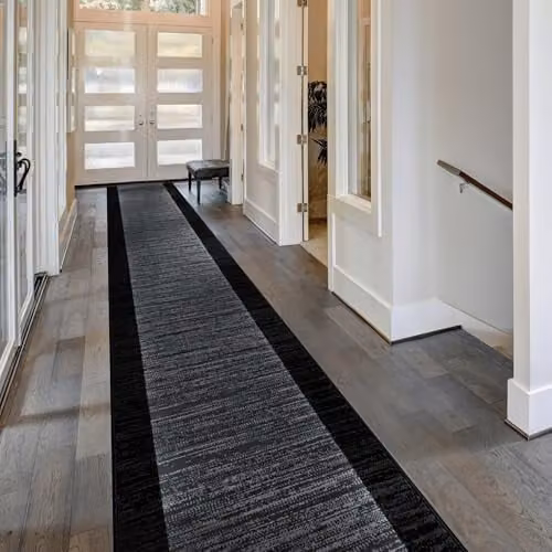 runrug Soft and Luxurious Hallway Runner Rug in Black, W: 70 cm, L: 720 cm