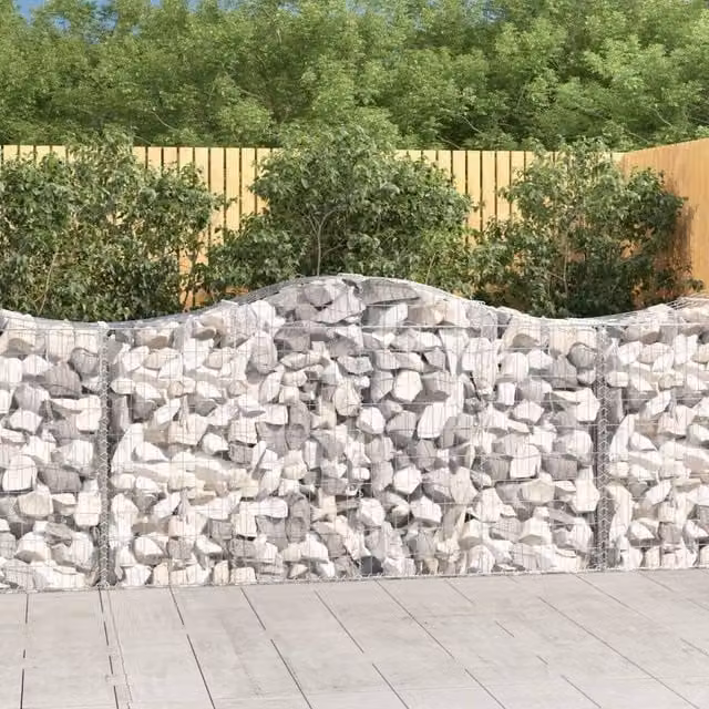 Berkfield Home Arched Gabion Baskets, 3 Piece Set, Silver Galvanised Steel, W: 200 cm, D: 50 cm, H: 100-120 cm