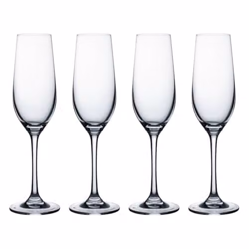 Rayware Ravenhead Kings Set of 4 Transparent Champagne Flute Glasses, 200ml
