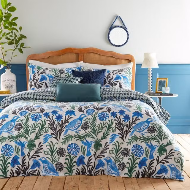 Make it a Home Alentjo Trending Reversible Floral Duvet Cover Set, Ocean, W: 180 cm x L: 200 cm