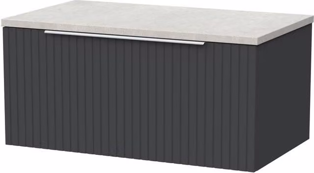 Balterley Callingwood Wall Mounted 1 Drawer Bathroom Vanity with White Sparkle Top, Dark Grey, Width: 80 cm