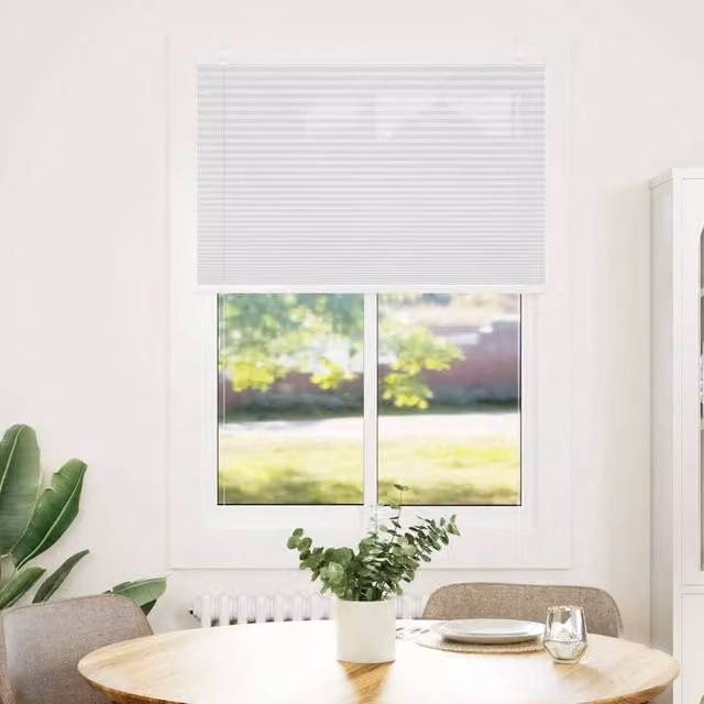 Berkfield Home White Single Pleat Polyester Blind, W: 99.4 cm, H: 150 cm