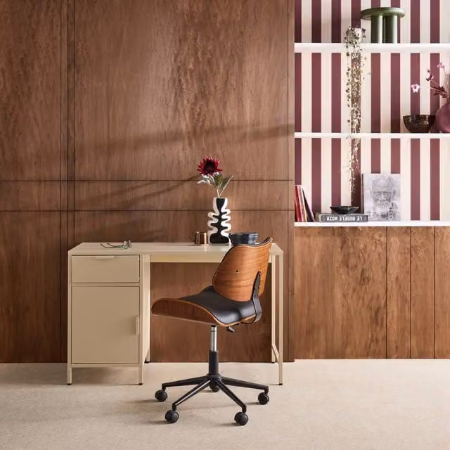 sweeek Laminated Steel Childrens Writing Desk with Drawer Unit in Beige, W/D/H: 120 x 50 x 75 cm