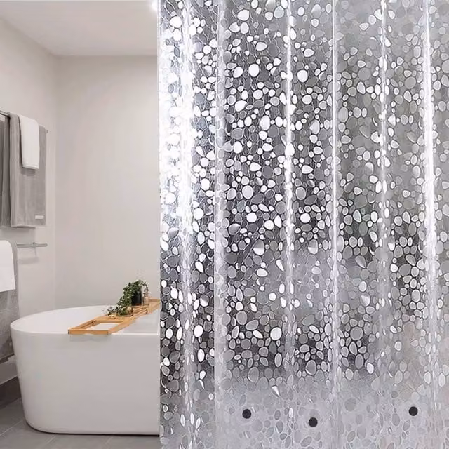 Kelvenix Waterproof Grey Shower Curtain with Weighted Hem and Antibacterial Properties, W/H: 100 x 200 cm
