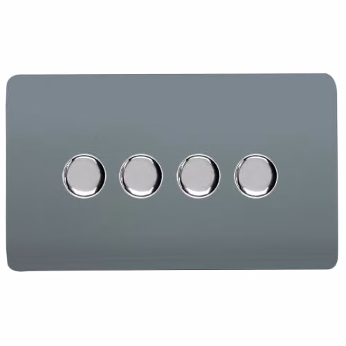 Trendi Switch 4 Gang 150w LED Dimmer Light Switch in Grey