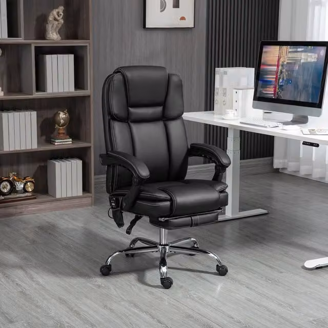 Vinsetto Black PU Leather Executive Massage Office Chair with Headrest and Armrests