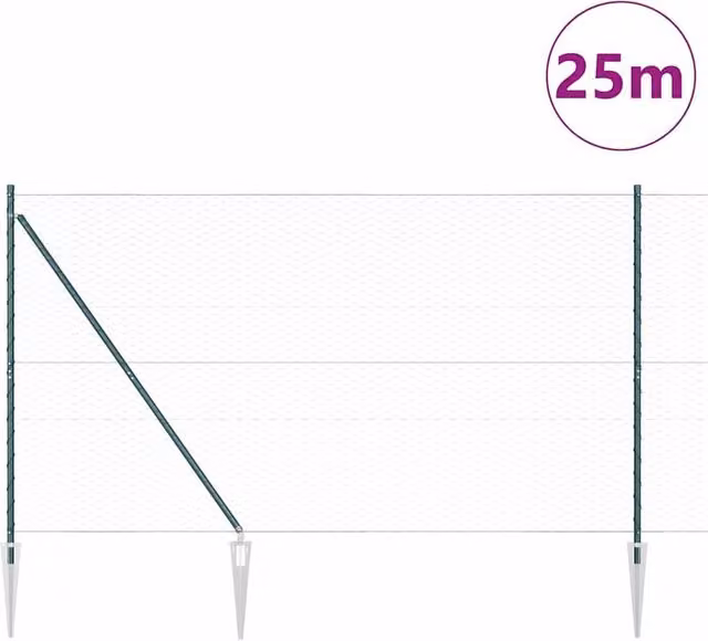 Berkfield Home Green Powder-Coated Steel Hexagon Fence, H: 160 cm x W: 25 m