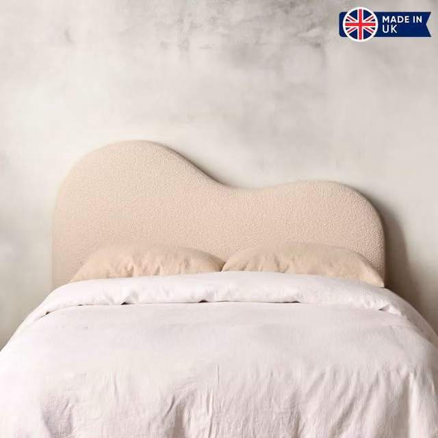 Casani Estelle Boucle Upholstered Bed Frame in Blue, Grey or Beige, W/D/H: 90 x 190 cm