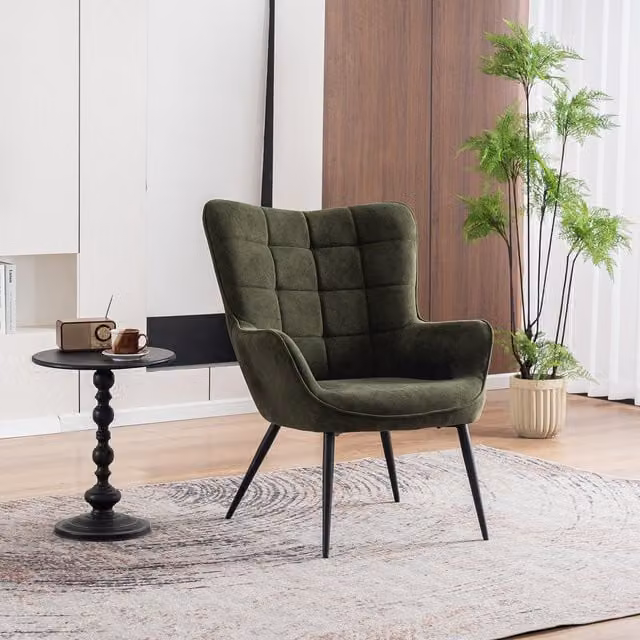 More4Homes Vera Green Velvet Modern Tub Accent Chair with Metal Legs