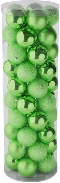 KDMD 48 Light Green Christmas Baubles with Matt, Shiny and Glitter Finishes, Diameter: 10 cm