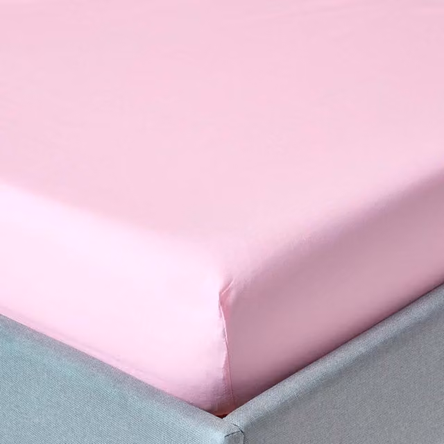 Homescapes 200 Thread Count Egyptian Cotton Percale Fitted Sheet, Pink, 200 x 200 cm
