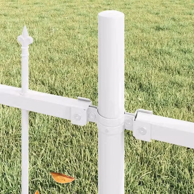 Berkfield Home White Metal Expandable Spike Arch Fence Panel