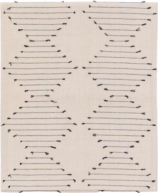 Terrys Graphic Table Runner in White and Black, Half Linen and Cotton, W: 36 cm x L: 180 cm
