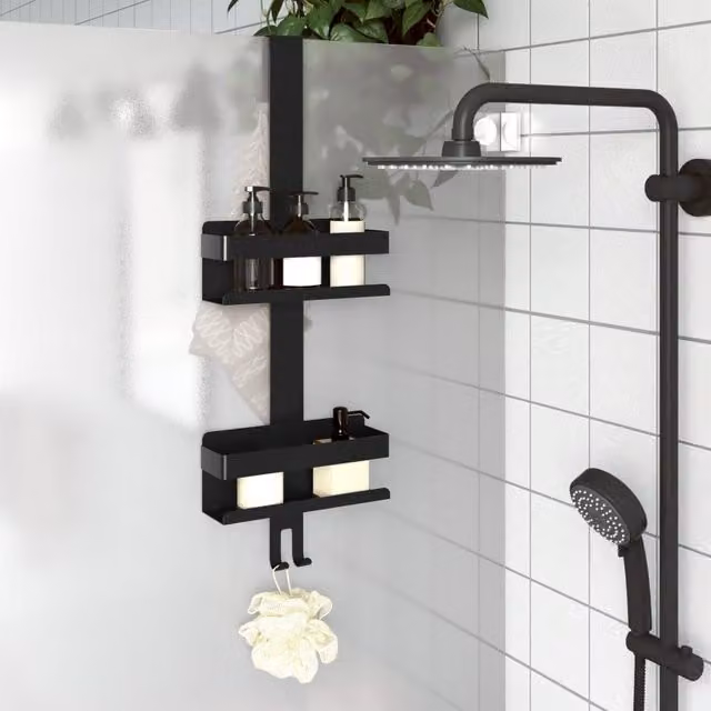 Berkfield Home Hanging Shower Caddy in Matt Black Brushed 304 Stainless Steel