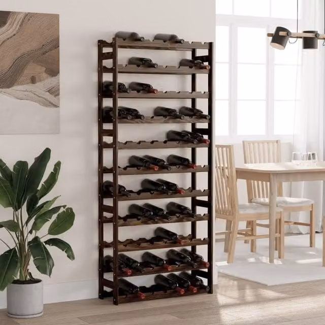 Berkfield Home Black Solid Pine Wall Mounted Rustic Wine Rack for 77 Bottles