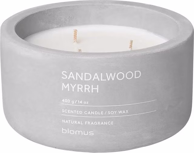 Blomus Fraga Sandalwood and Myrrh Scented Tabletop Candle in Grey Concrete