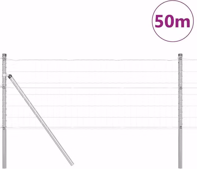 Berkfield Home Euro Fence with 13 Posts, Galvanised Steel, Silver, 0.6 x 50 m